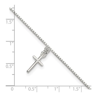 Sterling Silver Cross Box Anklet – view 6