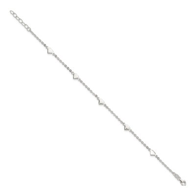 Sterling Silver Heart Station Anklet – view 3