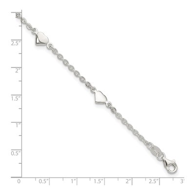 Sterling Silver Heart Station Anklet – view 5