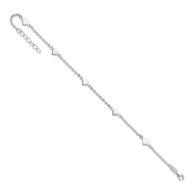 Sterling Silver Heart Station Anklet – view 8