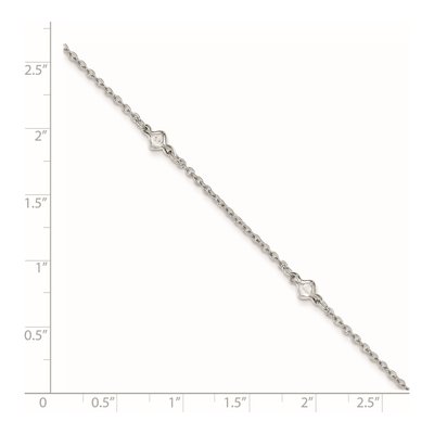 Sterling Silver CZ Station Anklet – view 3