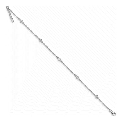 Sterling Silver CZ Station Anklet – view 4