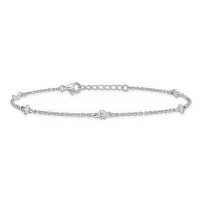 Sterling Silver CZ Station Anklet – view 5