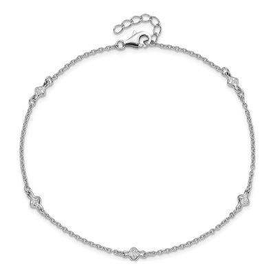 Sterling Silver CZ Station Anklet – view 6