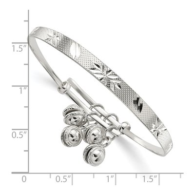 Sterling Silver Bells Bangle Bracelet – view 3