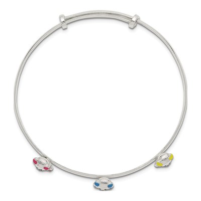 Sterling Silver Enamel Teddy Bear Kids Bangle Bracelet – view 3