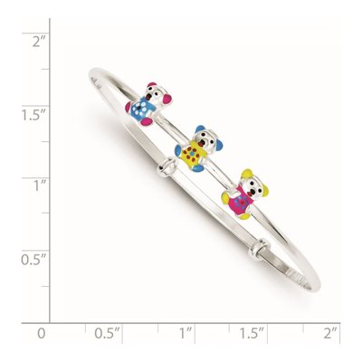 Sterling Silver Enamel Teddy Bear Kids Bangle Bracelet – view 4