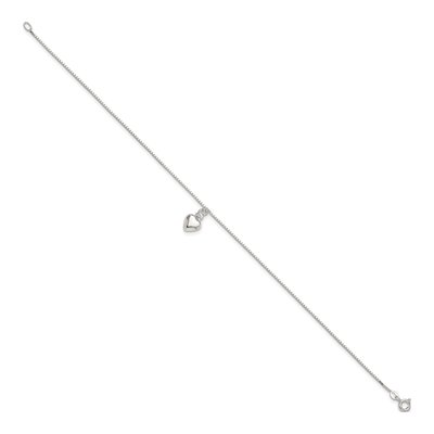 Sterling Silver Puffed Heart Anklet – view 3
