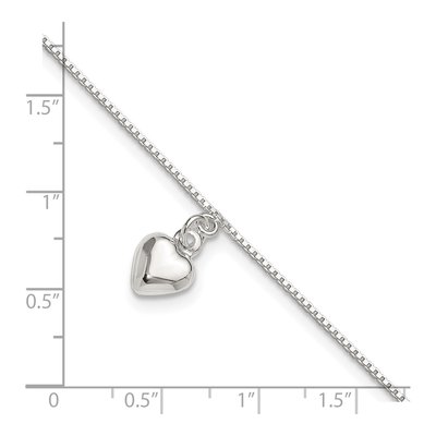 Sterling Silver Puffed Heart Anklet – view 5