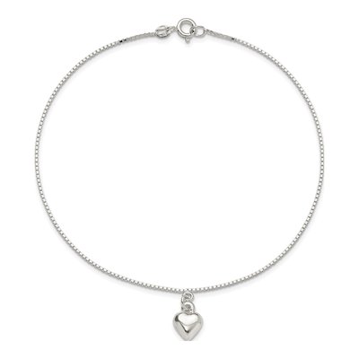 Sterling Silver Puffed Heart Anklet – view 6