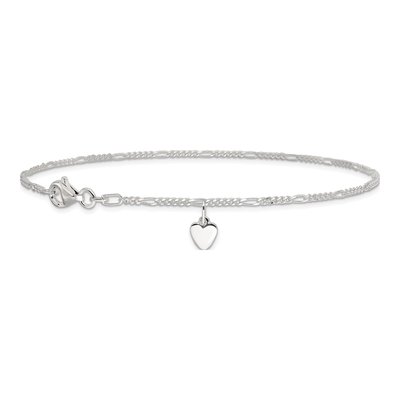 Sterling Silver Heart Dangle Anklet – view 4