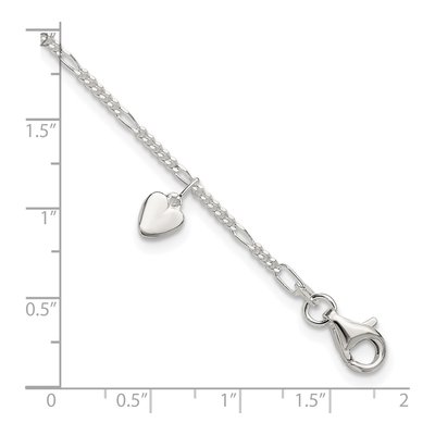 Sterling Silver Heart Dangle Anklet – view 5