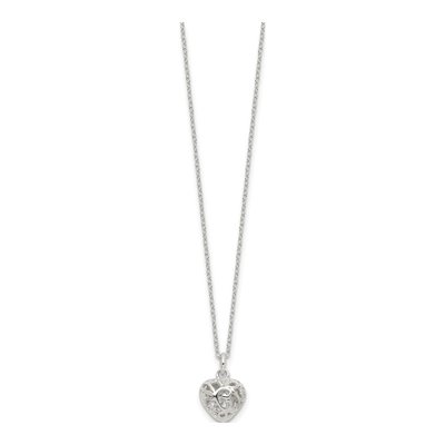 Sterling Silver CZ Puffed Filigree Heart Pendant Necklace – view 3