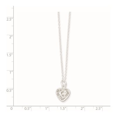 Sterling Silver CZ Puffed Filigree Heart Pendant Necklace – view 4