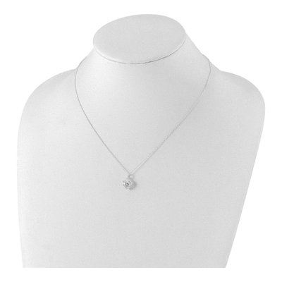 Sterling Silver CZ Puffed Filigree Heart Pendant Necklace – view 5