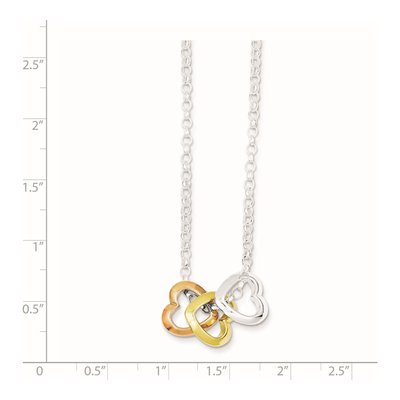 Sterling Silver 3-Heart Pendant Necklace – view 4