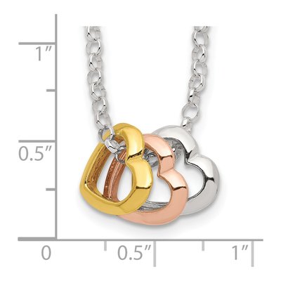 Sterling Silver 3-Heart Pendant Necklace – view 6