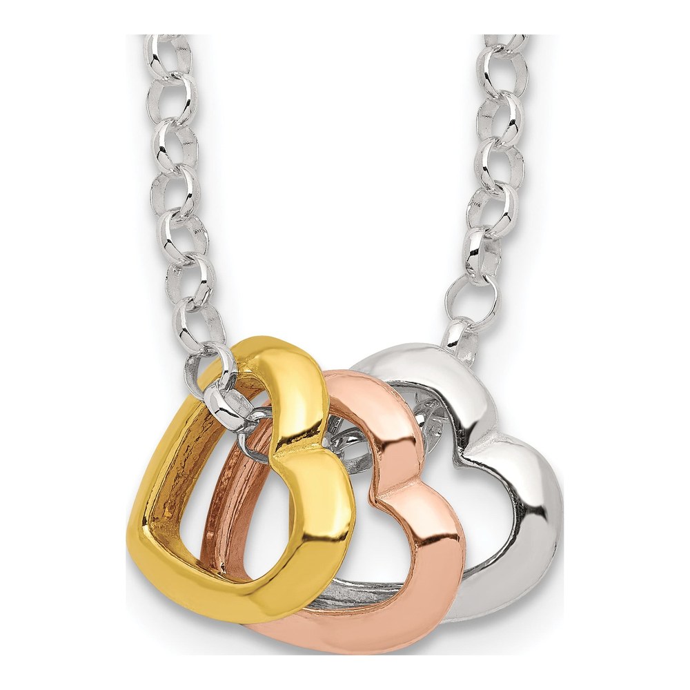 Sterling Silver & Vermeil 3-Heart Necklace, 18 In