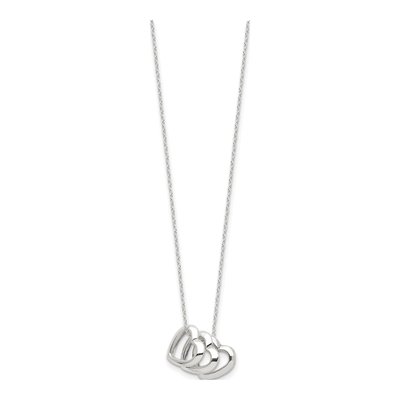 Sterling Silver Fancy 3-Heart Pendant Necklace – view 3