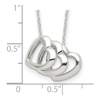 Sterling Silver Fancy 3-Heart Pendant Necklace – view 6