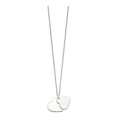 Sterling Silver Double Heart Pendant Necklace – view 3
