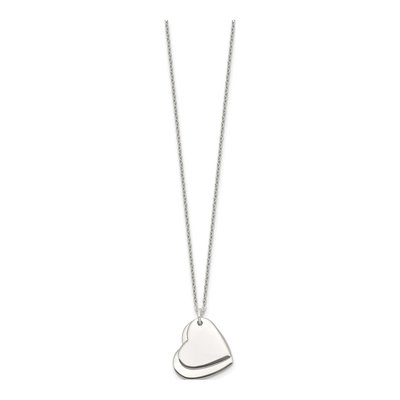 Sterling Silver Double Heart Pendant Necklace – view 6