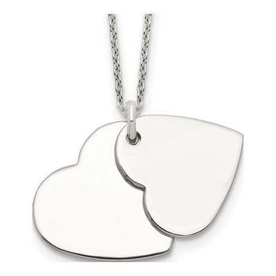 Sterling Silver Double Heart Pendant Necklace