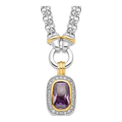 Sterling Silver CZ Pendant Necklace