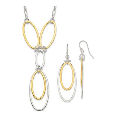 Sterling Silver Vermeil Drop Necklace & Earring Set