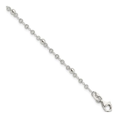 Sterling Silver 2mm Beaded Fancy Link Chain Bracelet