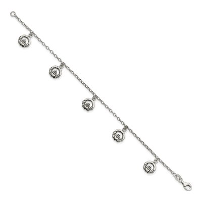 Sterling Silver Antiqued Claddagh Bracelet – view 3
