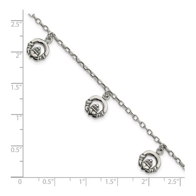 Sterling Silver Antiqued Claddagh Bracelet – view 5