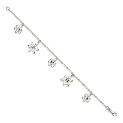 Sterling Silver Diamond-Cut Snowflake Bracelet – view 2