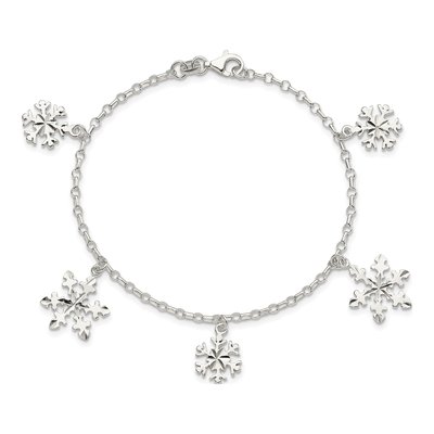 Sterling Silver Diamond-Cut Snowflake Bracelet – view 3