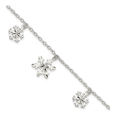 Sterling Silver Diamond-Cut Snowflake Bracelet