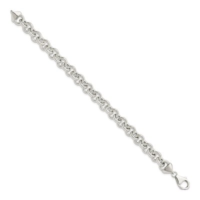 Sterling Silver 9mm Fancy Link Chain Bracelet – view 3