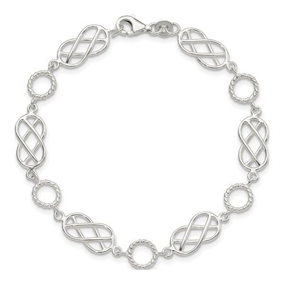 Sterling Silver Pretzel Circle Link Bracelet – view 5