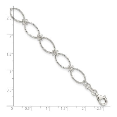 Sterling Silver Textured Oval Link Bracelet – view 5