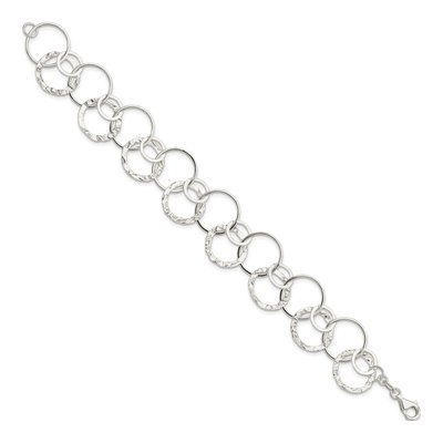 Sterling Silver 17mm Handmade Circle Fancy Link Chain Bracelet – view 3