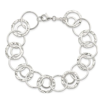 Sterling Silver 17mm Handmade Circle Fancy Link Chain Bracelet – view 4