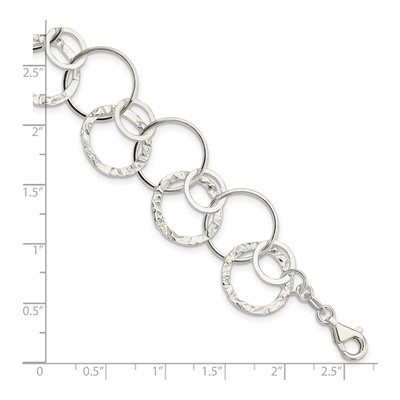 Sterling Silver 17mm Handmade Circle Fancy Link Chain Bracelet – view 5