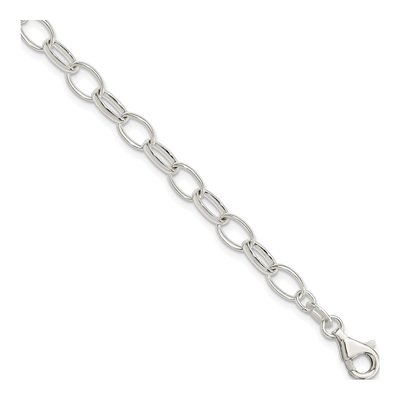 Sterling Silver 5mm Handmade Fancy Link Chain Bracelet