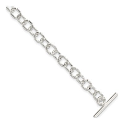 Sterling Silver 6mm Handmade Fancy Toggle Link Chain Bracelet