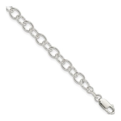 Sterling Silver 6mm Handmade Fancy Link Chain Bracelet