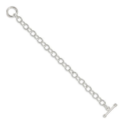 Sterling Silver 7mm Handmade Fancy Toggle Link Chain Bracelet – view 3