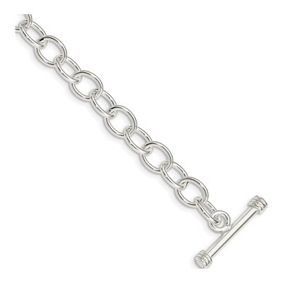 Sterling Silver 7mm Handmade Fancy Toggle Link Chain Bracelet