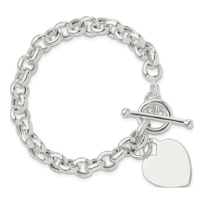 Sterling Silver Heart Toggle Bracelet – view 4