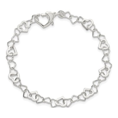 Sterling Silver Linked Heart Bracelet – view 4