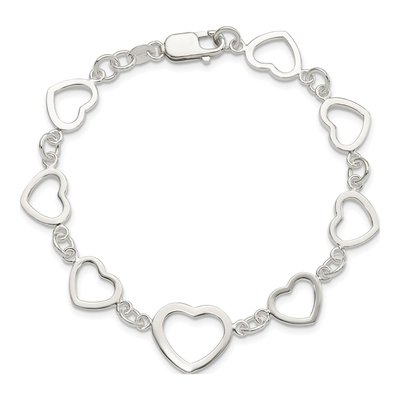 Sterling Silver Heart Fancy Link Bracelet – view 4