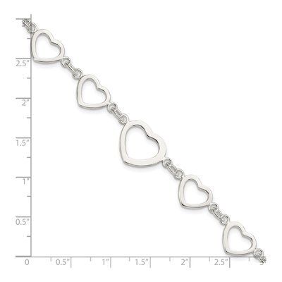 Sterling Silver Heart Fancy Link Bracelet – view 5